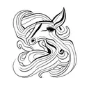 Black chevron with simple white outline of a horse running inside the chevron  tattoo design idea