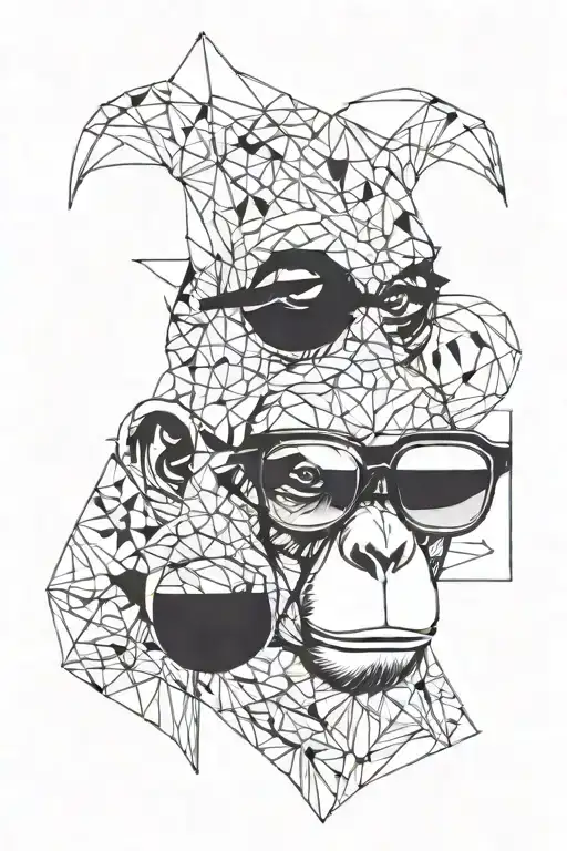 monkey face with sunglasses tattoo design idea