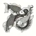 two koi carp in the shape of yin and yang tattoo design idea
