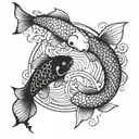 two koi carp in the shape of yin and yang tattoo design idea