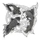 two koi carp in the shape of yin and yang tattoo design idea