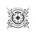 A nuclear symbol chest tattoo in a bio-mechanical style tattoo design idea