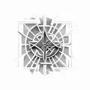 A nuclear symbol chest tattoo in a bio-mechanical style tattoo design idea