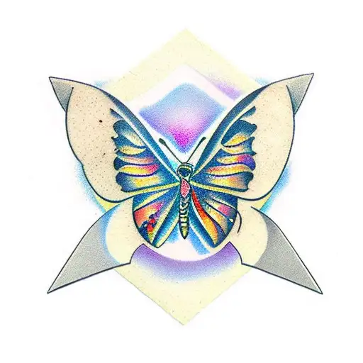 a butterfly with razor blades instead of wings tattoo design idea