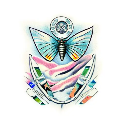 a butterfly with razor blades instead of wings tattoo design idea