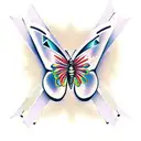 a butterfly with razor blades instead of wings tattoo design idea