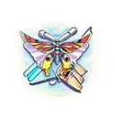 a butterfly with razor blades instead of wings tattoo design idea