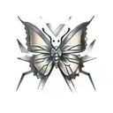 a butterfly with razor blades instead of wings tattoo design idea