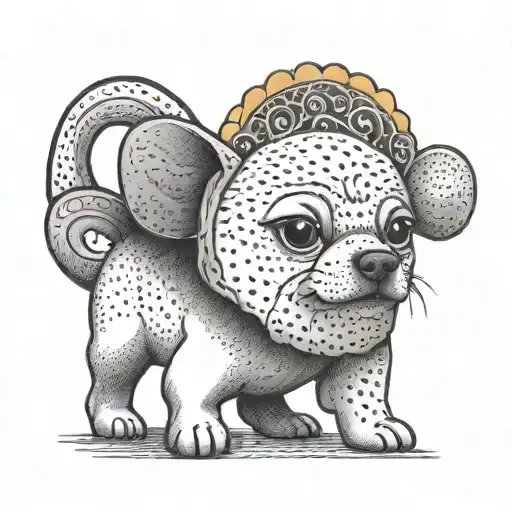 a taco with dog ears and a dog tail but no dog body or head tattoo design idea