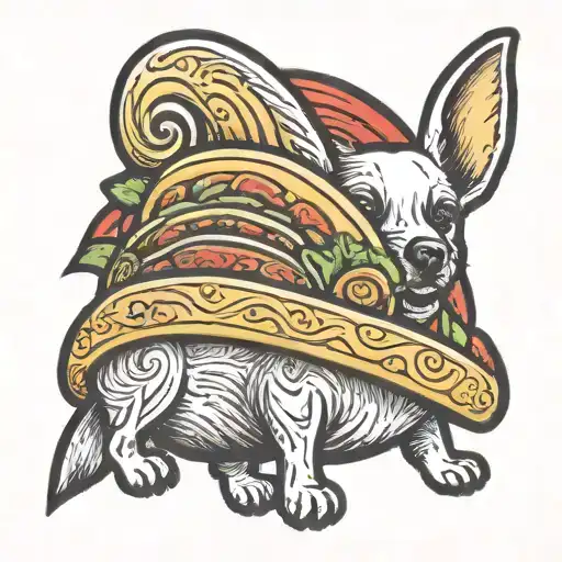 a taco with dog ears and a dog tail but no dog body or head tattoo design idea