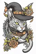 cat witchy tattoo tattoo design idea