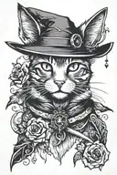 cat witchy tattoo tattoo design idea
