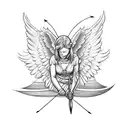angel with bows and arrow tattoo design idea