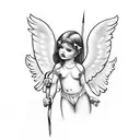 angel with bows and arrow tattoo design idea