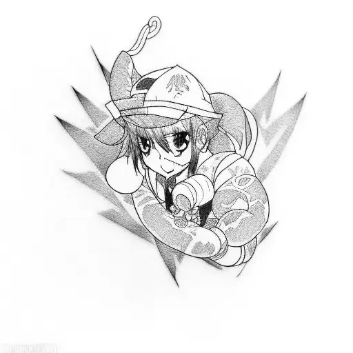 Anime character with a gym-themed tattoo sleeve tattoo design idea