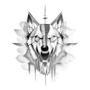 lobo e corvo tattoo design idea