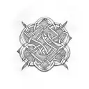Incorporate Celtic knots into a mountain landscape with a bear claw tattoo design idea