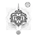 Incorporate Celtic knots into a mountain landscape with a bear claw tattoo design idea