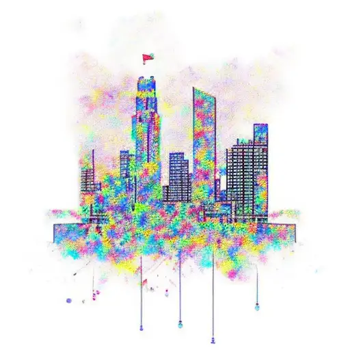 A Newcastle skyline with barbell weights as buildings tattoo design idea