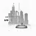 A Newcastle skyline with barbell weights as buildings tattoo design idea