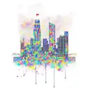 A Newcastle skyline with barbell weights as buildings tattoo design idea