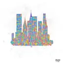 A Newcastle skyline with barbell weights as buildings tattoo design idea