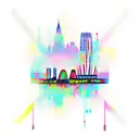 A Newcastle skyline with barbell weights as buildings tattoo design idea