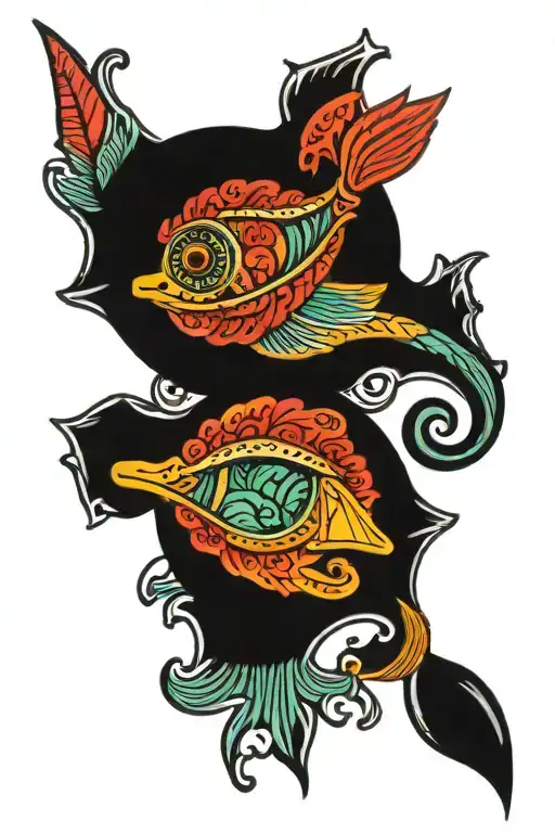 anchovy, and inside there is a Ukrainian embroidered pattern tattoo design idea