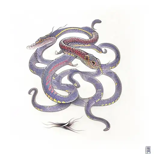 Snake aquarius zodiac tattoo design idea