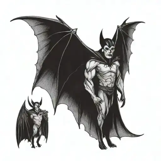 dracula fighting bat tattoo design idea