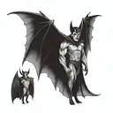 dracula fighting bat tattoo design idea