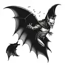 dracula fighting bat tattoo design idea