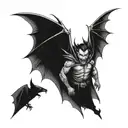 dracula fighting bat tattoo design idea