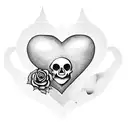 heart shaped lock box with skulls and roses tattoo design idea