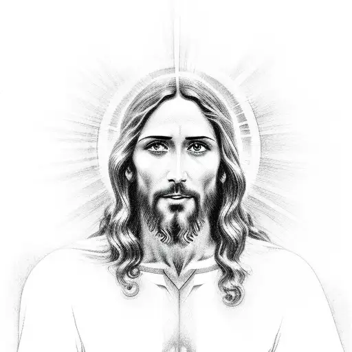jesus surrounded by love tattoo design idea