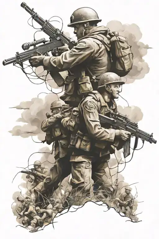no mans land, war, battlefields, soldiers fighting tattoo design idea