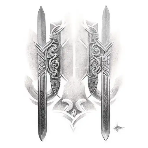 Two gladiator swords that says "Danny"  tattoo design idea