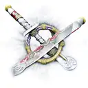Two gladiator swords crossed with a Roman scroll incorporated. the scroll should say "Danny"  tattoo design idea