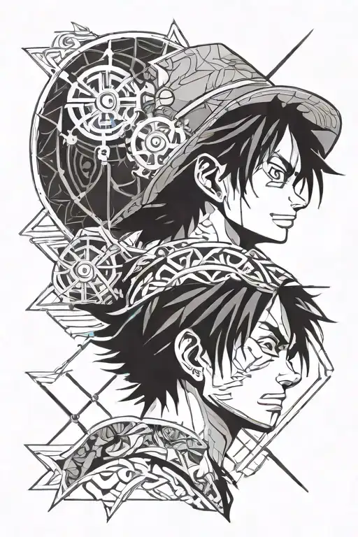 luffy de one piece style animetry tattoo design idea