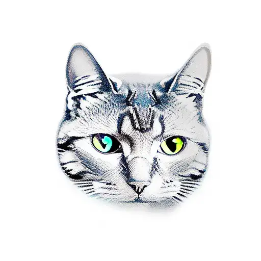 A futuristic computer chip embedded in a cat's collar tattoo design idea