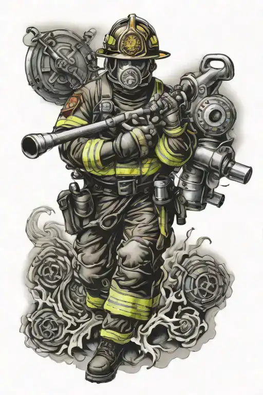 florida state seminoles barbell firefighter holding tattoo design idea