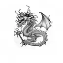 Dragon wrapped around a lightning bolt tattoo design idea