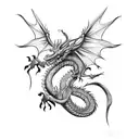 Dragon wrapped around a lightning bolt tattoo design idea