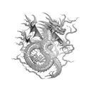 Dragon wrapped around a lightning bolt tattoo design idea