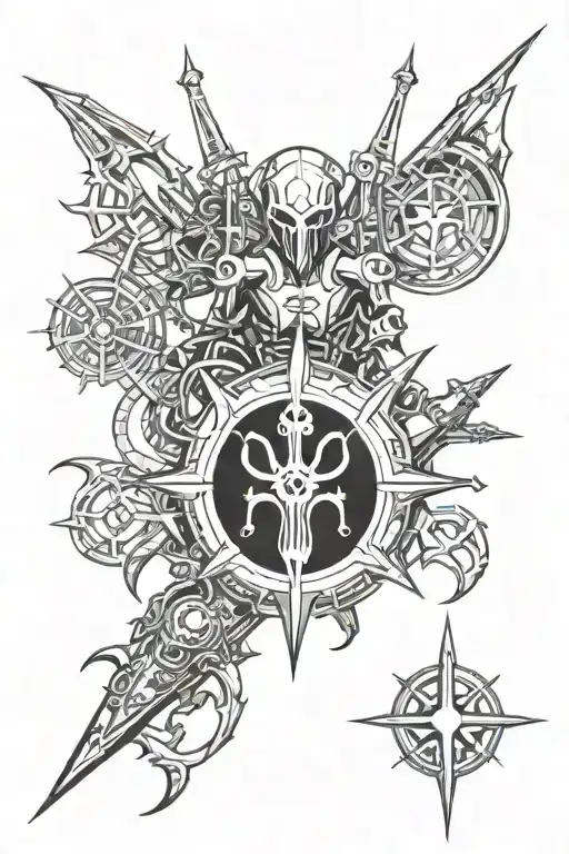 Symbols Mechanicus, Eldar, Inquisition, Kaballa, Thunder Warriors tattoo design idea