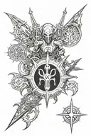 Symbols Mechanicus, Eldar, Inquisition, Kaballa, Thunder Warriors tattoo design idea