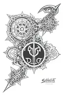 Symbols Mechanicus, Eldar, Inquisition, Kaballa, Thunder Warriors tattoo design idea