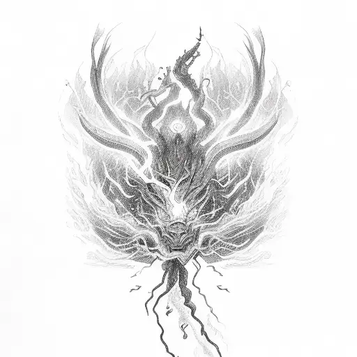 fire and lightning  tattoo design idea