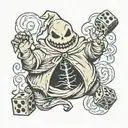 non-creepy Oogie Boogie with his dice tattoo design idea