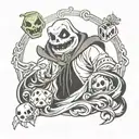 non-creepy Oogie Boogie with his dice tattoo design idea